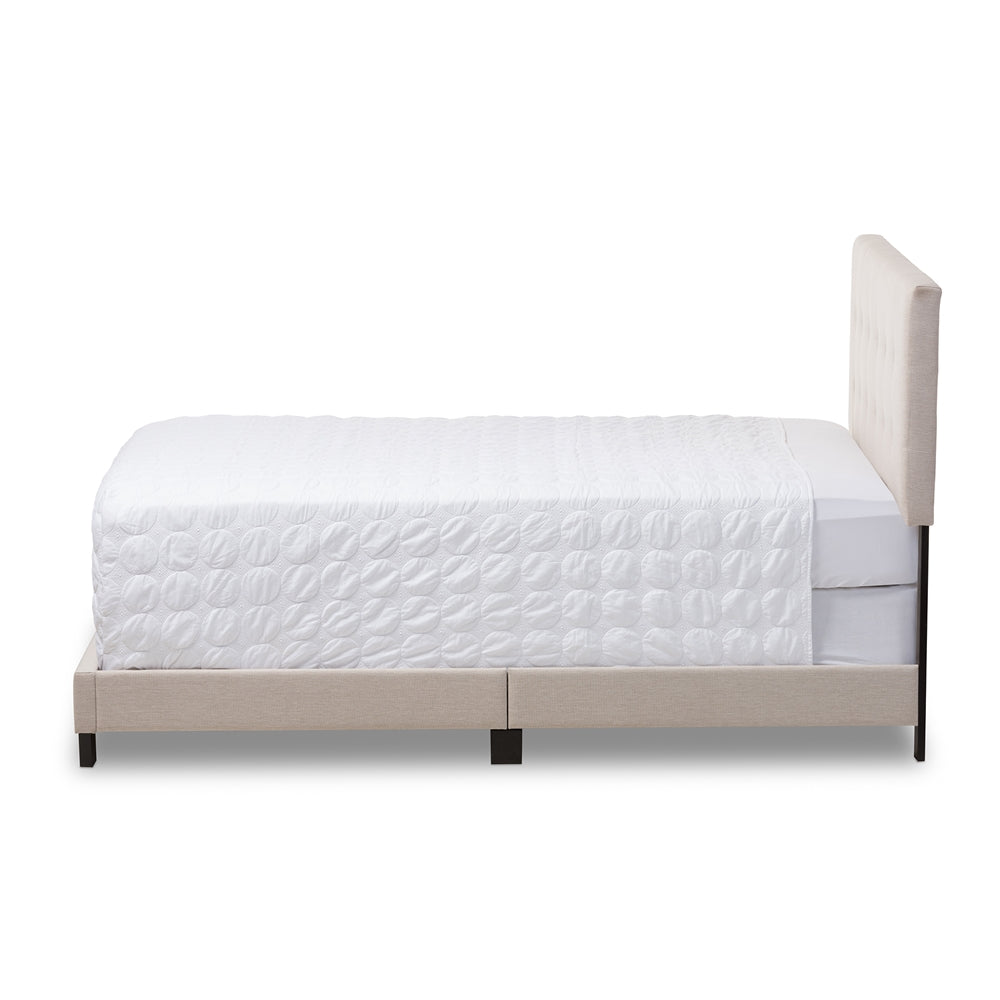 Baxton Studio Brookfield Modern and Contemporary Fabric Upholstered Grid-tufting Bed