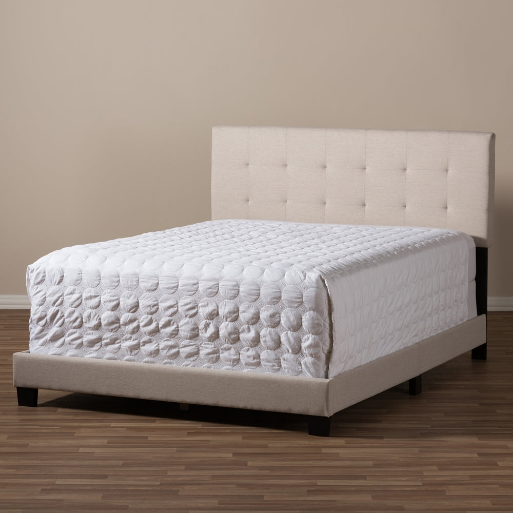 Baxton Studio Brookfield Modern and Contemporary Fabric Upholstered Grid-tufting Bed