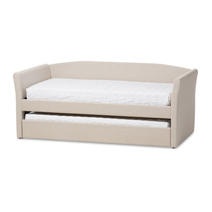 Baxton Studio Camino Modern and Contemporary Fabric Upholstered Daybed with Guest Trundle Bed