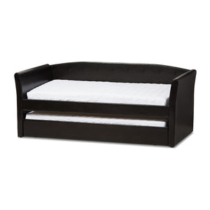 Baxton Studio Camino Modern and Contemporary Faux Leather Upholstered Daybed with Guest Trundle Bed