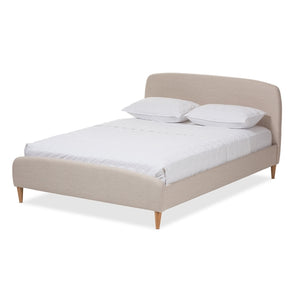 Baxton Studio Mia Mid-Century Fabric Upholstered Platform Bed - King Size, Queen Size, Full Size