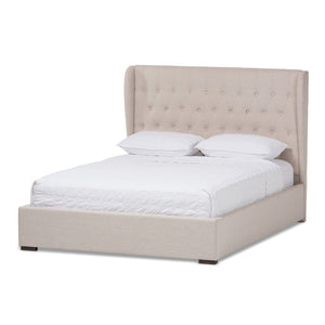 Baxton Studio Penelope Modern and Contemporary Fabric Gas-Lift Platform Bed - Queen Size