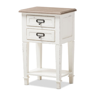 Baxton Studio Dauphine Provincial Style Weathered Wash Distressed Finish Wood Nightstand