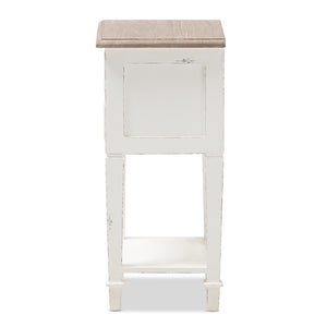 Baxton Studio Dauphine Provincial Style Weathered Oak And White Wash Distressed Finish Wood Nightstand