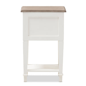 Baxton Studio Dauphine Provincial Style Weathered Oak And White Wash Distressed Finish Wood Nightstand