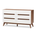 Load image into Gallery viewer, Baxton Studio Calypso Mid-Century Modern White And Walnut Wood 6-Drawer Storage Dresser
