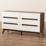 Load image into Gallery viewer, Baxton Studio Calypso Mid-Century Modern White And Walnut Wood 6-Drawer Storage Dresser
