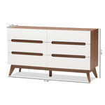 Load image into Gallery viewer, Baxton Studio Calypso Mid-Century Modern White And Walnut Wood 6-Drawer Storage Dresser
