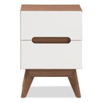 Load image into Gallery viewer, Baxton Studio Calypso Mid-Century Modern White And Walnut Wood 2-Drawer Storage Nightstand
