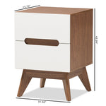 Load image into Gallery viewer, Baxton Studio Calypso Mid-Century Modern White And Walnut Wood 2-Drawer Storage Nightstand
