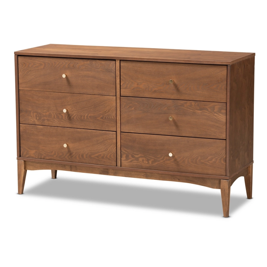 Baxton Studio Landis Mid-Century Modern Finished Wood 6-Drawer Dresser