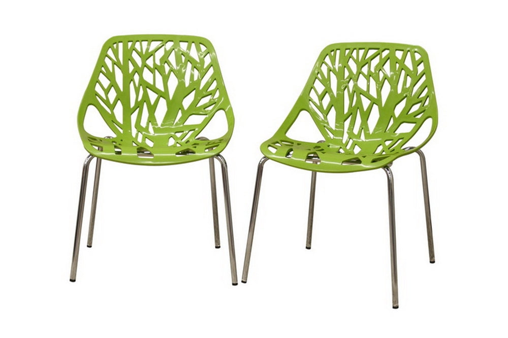 Baxton Studio Birch Sapling Green Plastic Modern Dining Chair (Set Of 2)