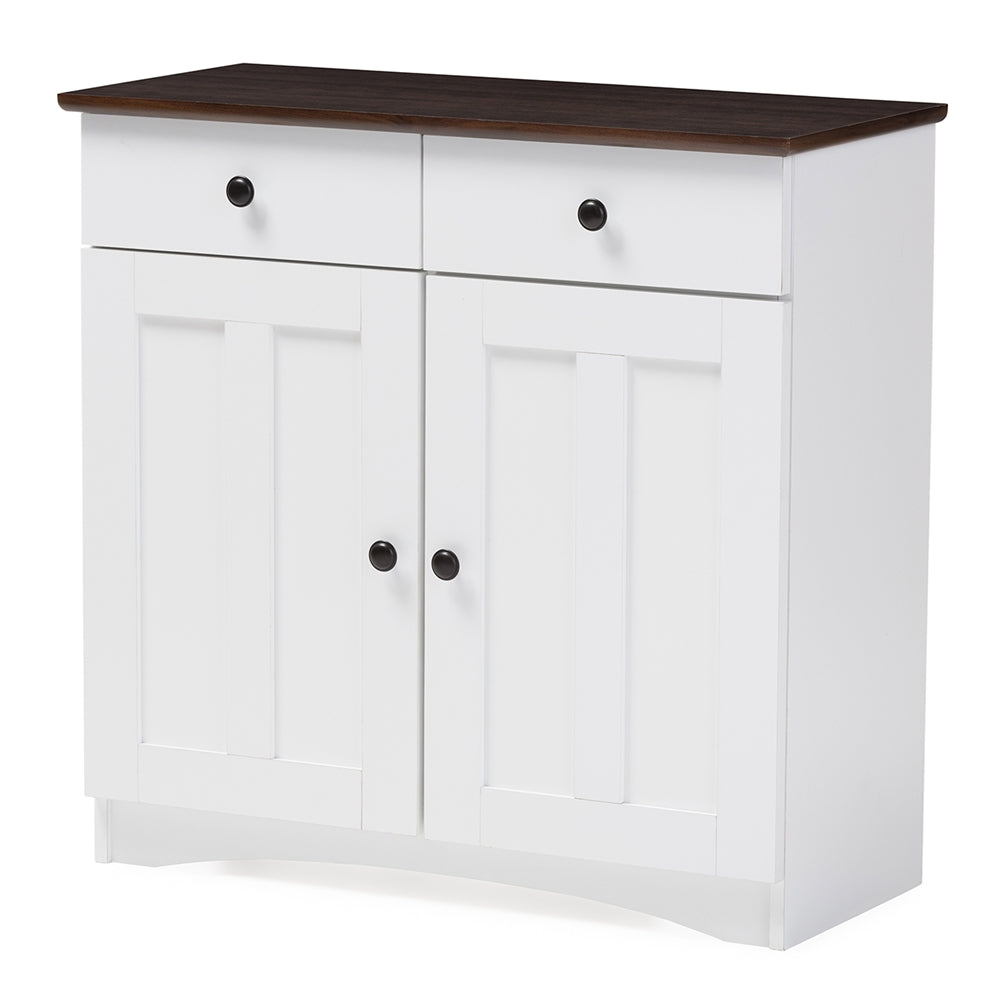 Baxton Studio Lauren Modern and Contemporary Two-tone Buffet Kitchen Cabinet with Two Doors and Two Drawers