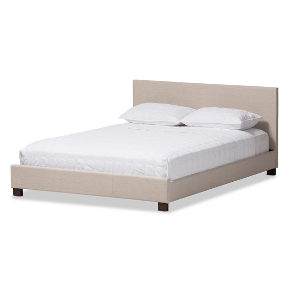 Baxton Studio Elizabeth Modern and Contemporary Fabric Upholstered Panel-Stitched Platform Bed - Queen Size,  Full Size