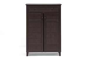 GLIDDEN DARK BROWN WOOD MODERN SHOE CABINET (TALL)