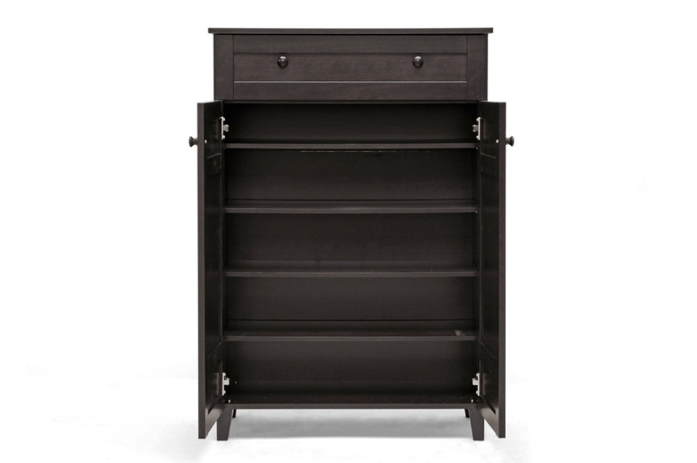 Glidden Dark Brown Wood Modern Shoe Cabinet (Tall)