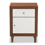 Load image into Gallery viewer, Baxton Studio Harlow Mid-Century Modern Scandinavian Style White And Walnut Wood 1-Drawer And 1-Door Nightstand
