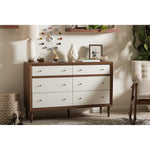 Load image into Gallery viewer, Baxton Studio Harlow Mid-Century Modern Scandinavian Style White And Walnut Wood 6-Drawer Storage Dresser
