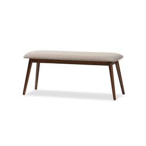 Baxton Studio Flora Mid-Century Modern Fabric and "Oak" Medium Brown Finishing Wood Dining Bench