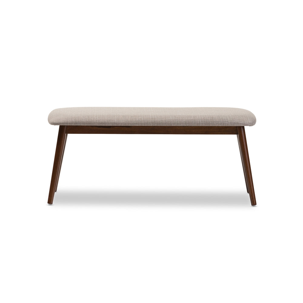 Baxton Studio Flora Mid-Century Modern Light Grey Fabric And "Oak" Medium Brown Finishing Wood Dining Bench