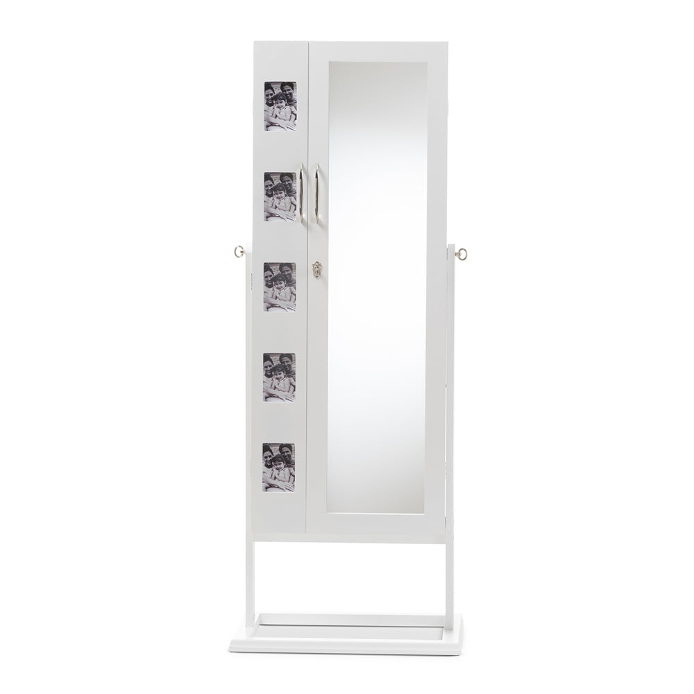 Baxton Studio Vittoria White Finish Wood Square Foot Floor Standing Double Door Storage Jewelry Armoire Cabinet