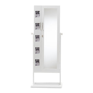 Baxton Studio Vittoria White Finish Wood Square Foot Floor Standing Double Door Storage Jewelry Armoire Cabinet