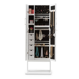 Baxton Studio Vittoria White Finish Wood Square Foot Floor Standing Double Door Storage Jewelry Armoire Cabinet