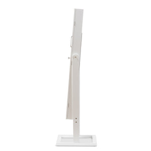 BAXTON STUDIO VITTORIA WHITE FINISH WOOD SQUARE FOOT FLOOR STANDING DOUBLE DOOR STORAGE JEWELRY ARMOIRE CABINET