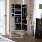 Load image into Gallery viewer, Baxton Studio Vittoria White Finish Wood Square Foot Floor Standing Double Door Storage Jewelry Armoire Cabinet
