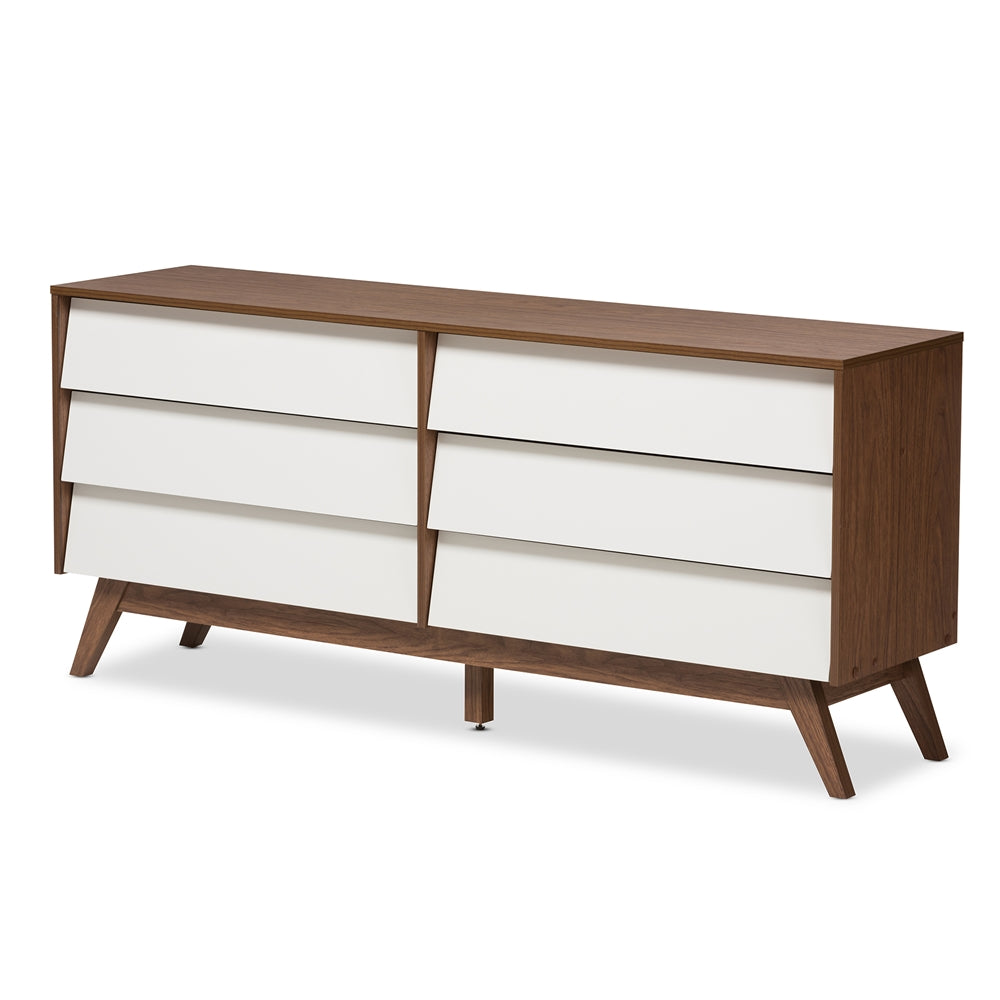 Baxton Studio Hildon Mid-Century Modern Wood 6-Drawer Storage Dresser