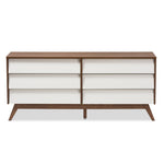 Load image into Gallery viewer, Baxton Studio Hildon Mid-Century Modern White And Walnut Wood 6-Drawer Storage Dresser
