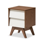 Load image into Gallery viewer, Baxton Studio Hildon Mid-Century Modern White And Walnut Wood 2-Drawer Storage Nightstand
