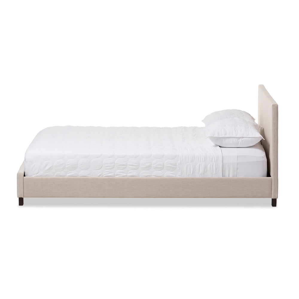 Baxton Studio Elizabeth Modern and Contemporary Fabric Upholstered Panel-Stitched Platform Bed - Queen Size,  Full Size