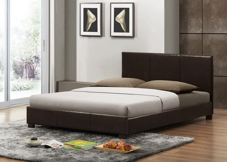 Pless Dark Brown Modern Bed - Queen Size