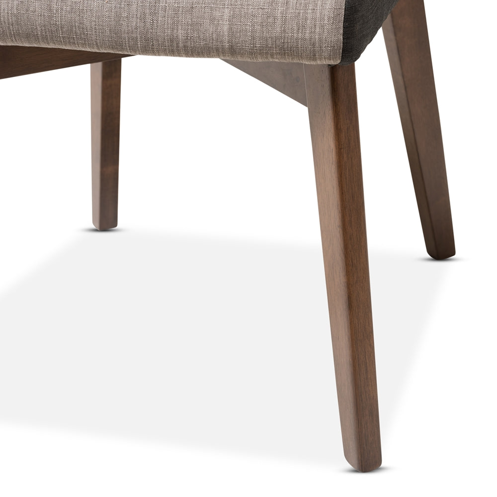 Baxton Studio Kimberly Mid-Century Modern Beige And Brown Fabric Dining Chair (Set Of 2)