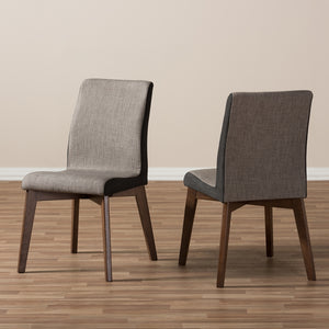 Baxton Studio Kimberly Mid-Century Modern Beige And Brown Fabric Dining Chair (Set Of 2)