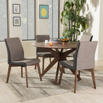 Load image into Gallery viewer, Baxton Studio Kimberly Mid-Century Modern Walnut Wood Round 5-Piece Dining Set
