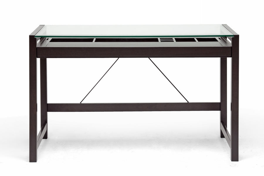 Baxton Studio Idabel Wood Modern Desk with Glass Top