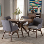 Load image into Gallery viewer, Baxton Studio Monte Mid-Century Modern Walnut Wood Round 5-Piece Dining Set
