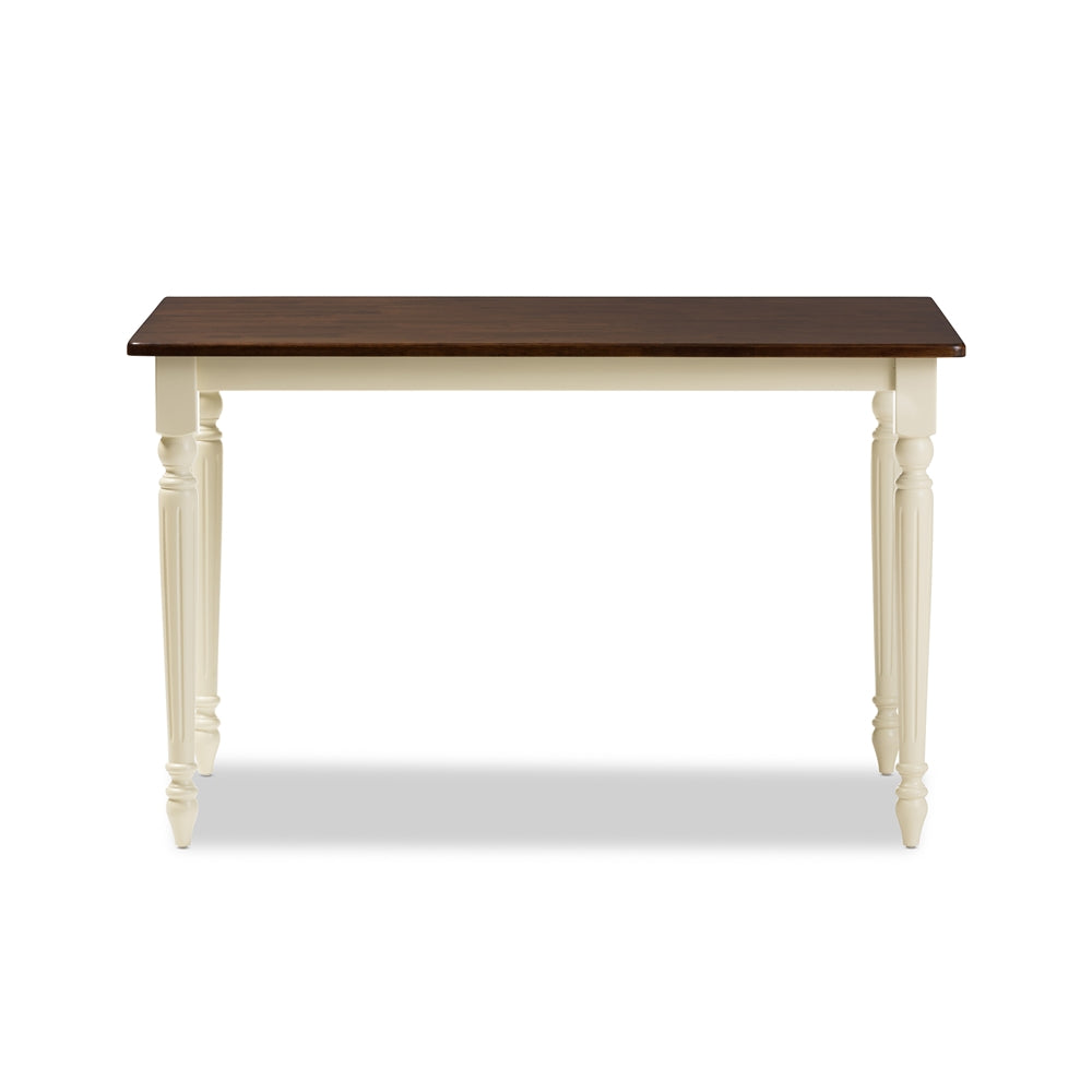 Baxton Studio Napoleon French Country Cottage Buttermilk And "Cherry" Brown Finishing Wood Dining Table