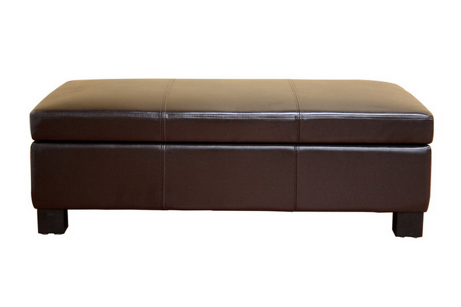 Baxton Studio Gallo Leather Storage Ottoman