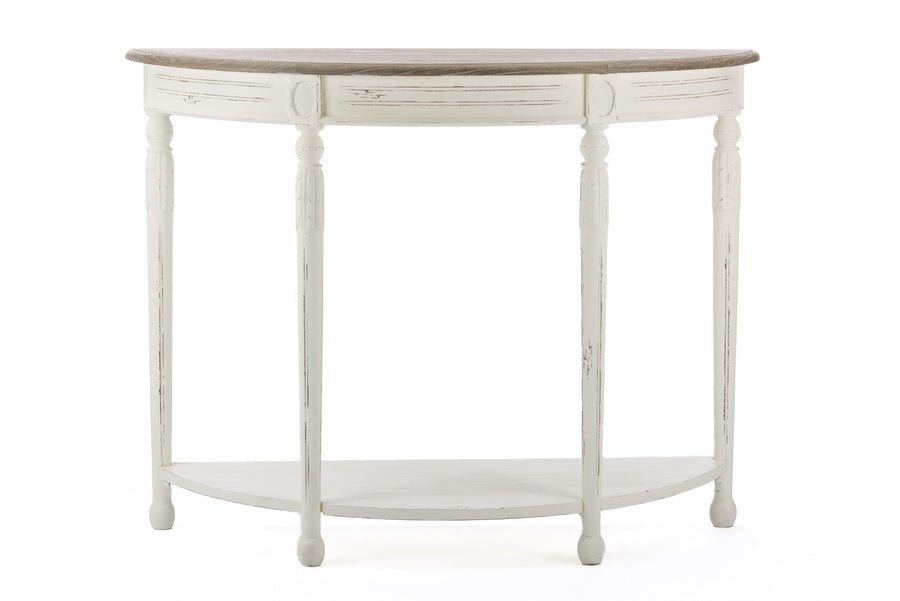 BAXTON STUDIO VOLOGNE TRADITIONAL WHITE WOOD FRENCH CONSOLE TABLE