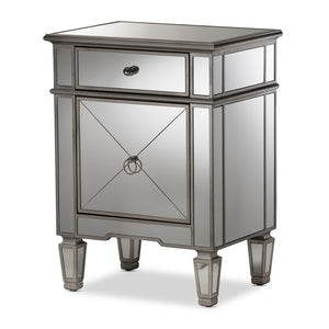 Baxton Studio Claudia Hollywood Regency Glamour Style Nightstand