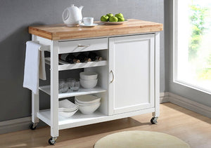 Baxton Studio Denver White Modern Kitchen Cart