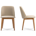 Load image into Gallery viewer, BAXTON STUDIO LAVIN MID-CENTURY &quot;WALNUT&quot; LIGHT BROWN/BEIGE FAUX LEATHER DINING CHAIR
