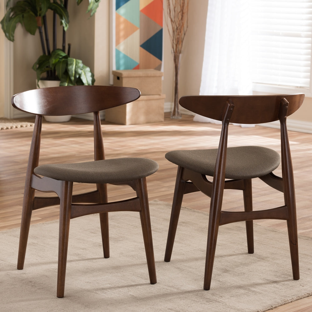 Baxton Studio Flamingo Mid-Century Dark Walnut Wood Dining Chair (Set Of 2)