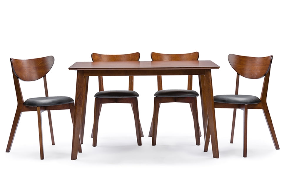 Baxton Studio Sumner Mid-Century Style 5-Piece Dining SetOne (1) Dining Table, Four (4) Dining Chairs