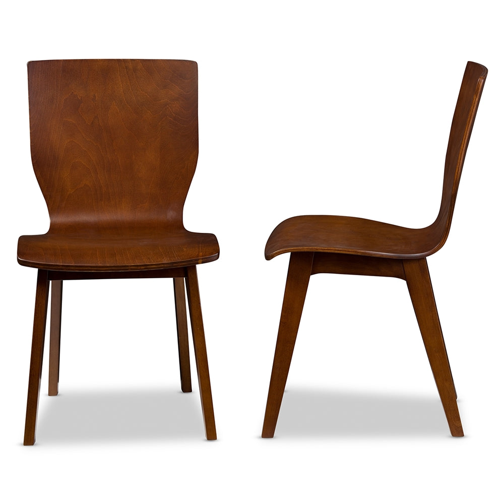 BAXTON STUDIO ELSA MID-CENTURY MODERN SCANDINAVIAN STYLE DARK WALNUT BENT WOOD DINING CHAIR