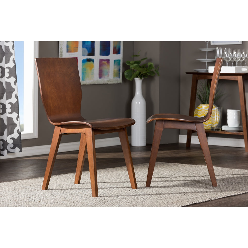 Baxton Studio Elsa Mid-Century Modern Scandinavian Style Dark Walnut Bent Wood Dining Chair