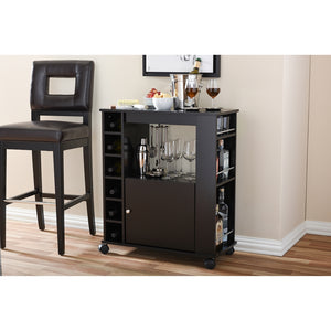 Baxton Studio Ontario Modern And Contemporary Dark Brown Wood Modern Dry Bar And Wine Cabinet